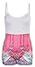 Jiujiuyi Women's Spaghetti Strap Print Backless Rompers Jumpsuit Short