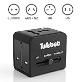 Travel Adapter, Turobot Universal Charger AC Adapter with Dual USB Port for US/ EU/ AU/ UK 150 + Countries