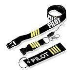 MELIFE Pilot Lanyard 4 Stripes for Keys with Detachable Safety Buckle Traveler Pilot Keychain Baggage Tag Set
