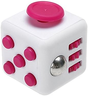 FIDGET CUBE ORIGINAL Relieves Stress And Anxiety Attention 6 Sides TOY (1.5 In x 1.5 In) (White and Pink)