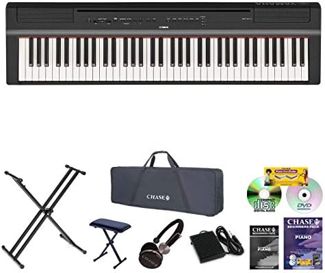 New Model Yamaha P125B Digital Stage Piano in Black NOW WITH DOUBLE XX STAND, BENCH, KEYBOARD BAG, HEADPHONES, BEGINNER'S BOOK, CD & DVD, power supply & music rest