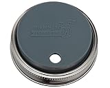 Silicone Fermentation Lid and Straw Hole Tumbler with Stainless Steel Band for Wide Mouth Mason Jars (Charcoal Gray)