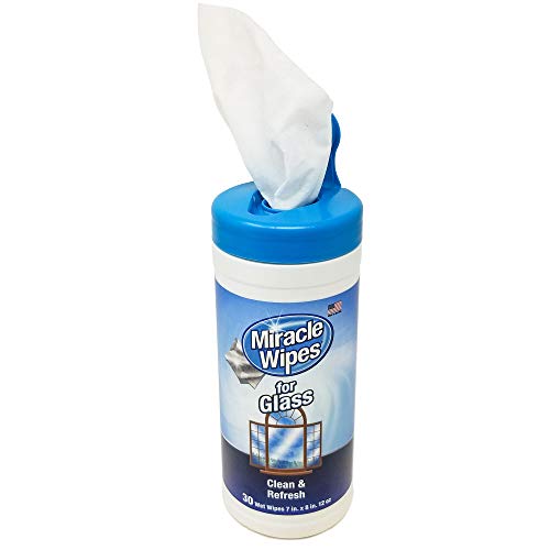MiracleWipes for Glass - Disposable, Streak Free Cleaning Wipes for Mirrors, Windows, Home and Auto - (30 Count)