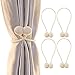 NZQXJXZ Magnetic Curtain Tiebacks for Windows, Drape Tiebacks Holdbacks Holder Decorative Rope for Window Sheer Blackout Panels Home Office, 4 Pack, Beige