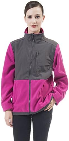 NICE GAIN Women Lightweight Warm Windproof Full Zip Fleece Jacket Outdoor Coat,Fushia,Small
