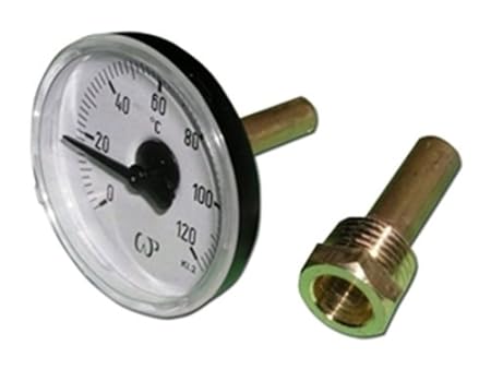 Bimetall Thermometer 1/2' Ø63 mm 0-120°C mit Tauchhülse