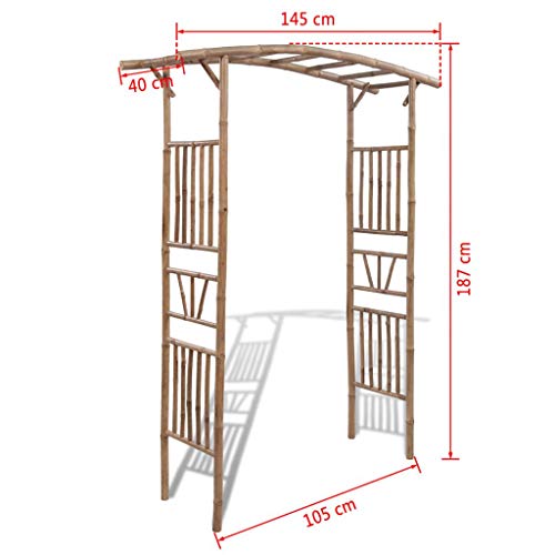 Retrome Outdoor Patio Wood Garden Arbor, Plant Climbing Support Trellis, Bamboo 57.1" x 15.7" x 73.6", for Rose Vines, Lawn Backyard Arch