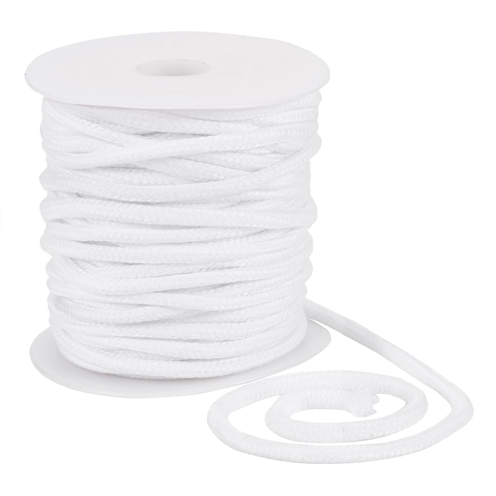 BENECREAT 25m/27.34 Yards White Drawstring Replacement Rope, 6mm Polycotton Soft Drawstring Cord Replacement with Plastic Spool for Coats Pants Shorts — image 1