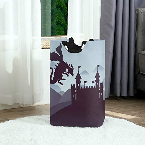 senya Fly Dragon Large Laundry Basket Shopping Bag, Collapsible Fabric Laundry Hamper, Foldable Clothes Bag, Folding Washing Bin (c) - Thumbnail 2
