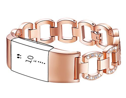 KingBaas For Fitbit Charge 2 Bands, Premium Metal Strap Jewelry Wristband Watch Bracelet Accessory Band for Fitbit Charge 2 /Fitbit Charge 2 Band (No Tracker)