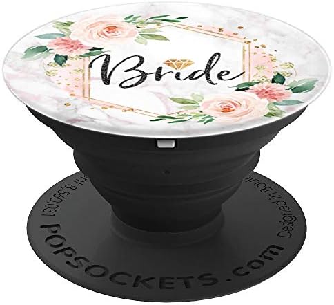 Bride Faux White Marble Blush Pink Floral Bridal Shower Gift - PopSockets Grip and Stand for Phones and Tablets