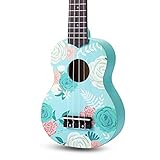 SanDona AK60F Soprano Basswood Ukulele,Children Musical Instruments, 21 Inch with Gig Bag for kids Students and Beginners, Blue and Flower