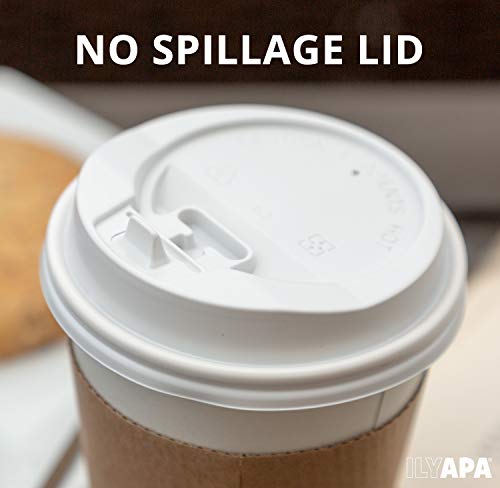 image for Ilyapa 100 Pack - 16 oz To Go Coffee Cups with Sleeves, Lids & Stirrer