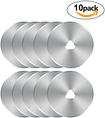 OSPORTFUN Rotary Cutter Blades 45mm, SKS-7 Steel Replacement with Scale fits Fiskars Olfa Quilting Accessories and Craft Supplies Knife (10 Pack)