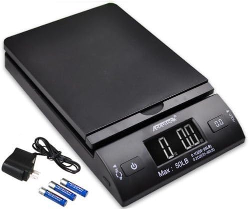 Accuteck 50 lb All-In-One Black Digital Shipping Postal Scale with Adapter (W-8250-50B) by ACCUTECK