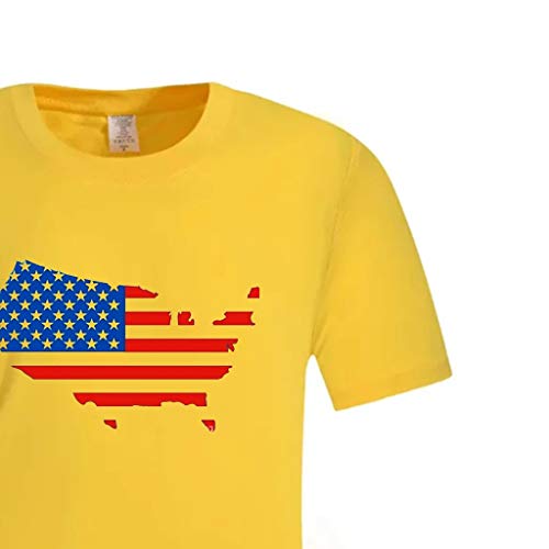 USA Flag-United States Men's T-Shirt 4th of July Patriotic Print Slim Fit Short Sleeve Top Tees Blouse Yellow