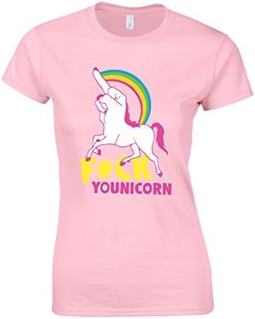 OVES F*** Younicorn Funny Quirky Sarcastic Rainbow Middle Finger Womans Cut Shirt Top
