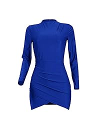 Vestido a media pierna ajustado ajustado de manga larga para mujer Molisry Wrap