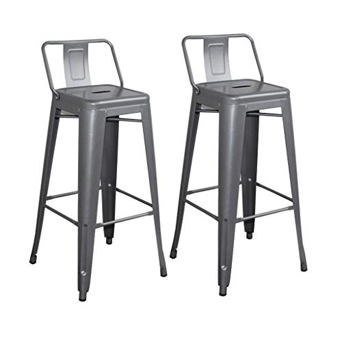 Swivel BarStools CYLQ AC Pacific Modern Light Weight Industrial Metal Bucket Back Barstool, 30" Seat Height Counter Stool (Set of 2), Matte Black Finish (Color : Gray, Size : 76cm)