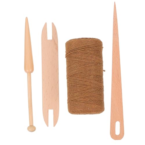 TEHAUX 1set DIY Knitting Tools Kit Cotton Rope Wood Shuttle Hand Weaving Needles for Crafting and Home Projects for Beginners and Experienced