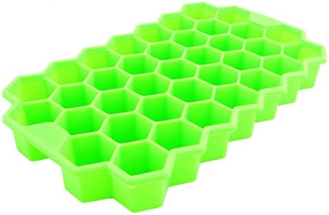 Ice Cube Trays - Premium Quality Soft Silicone Ice Tray Mold 37 Small Cubes Perfect for Tumbler Cups and Vacuum Bottles (Green)