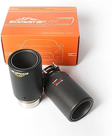 EDDYSTAR One Pair Universal Carbon Fiber and Stainless Steel 2.5"(63mm) Inlet 3.5" (90mm) Outlet End Exhaust Tip