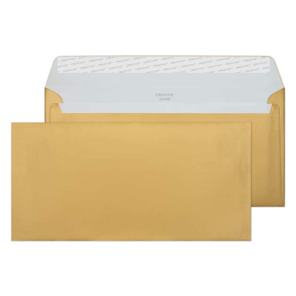 Blake Creative Shine DL+ 114 x 229 mm 130 gsm Peel & Seal Wallet Envelopes (25213) Metallic Gold - Pack of 25
