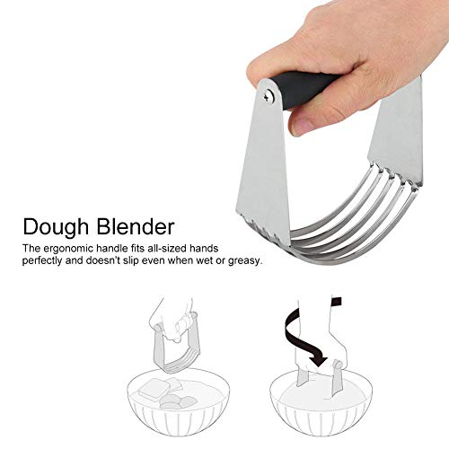 Liineparalle Stainless Steel Dough Blender Pastry Cutter Butter Flour Blender Oil Mixer with Non-Slip Handle Kitchen Baking Tools (Overmold Handle)