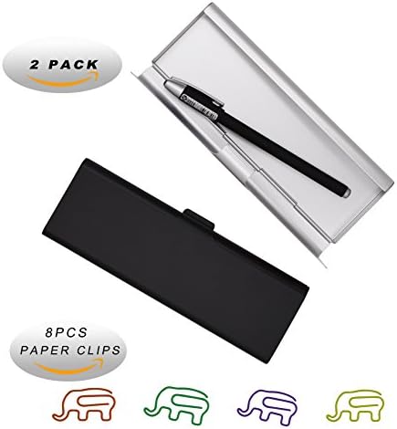 2 pcs Small Pencil Case with 8pcs elephant paper clips, Aluminum Pencil Pen Box, It can Use As Pencils, Pen, Makeup, Jewelry, Gift, Candy, Favor or Birthday Gift Box for School, Office, Travel