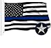 G128 - Thin Blue Line Embroidered U.S. American Flag 3X5 FT Brass Grommets Honoring Men Women Law Enforcement Black White Blue US Flag