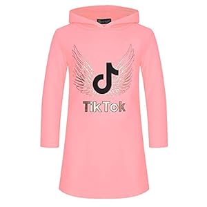 LOTMART Meisjes TIK Tok Print Tuniek Jurk Lange Trui Hood Sweater Top