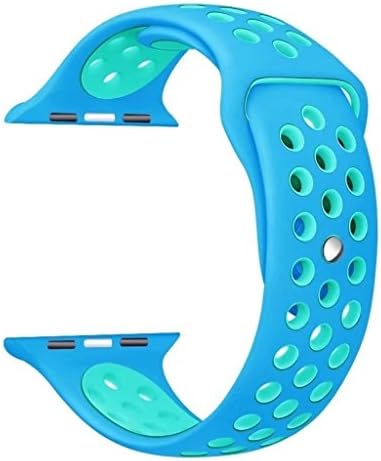 iOME Soft Silicone Bracelet Band Wristband with Quick Release Replacement Band for Apple Watch 38mm Series 3/2/1 Sport Edition (S/M, Blue Orbit / Gamma Blue)