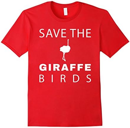 Men's Save the Giraffe Birds - funny Ostrich T-Shirt XL Red
