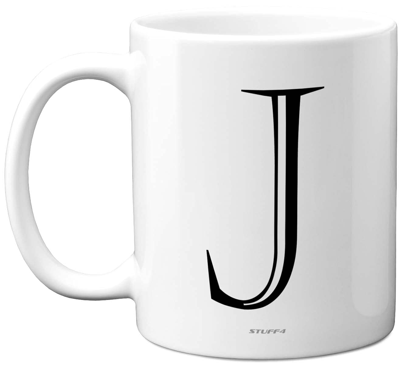 Stuff4 Personalised Alphabet Initial Mug - Letter J Mug, Gifts for Him Her, Fathers Day, Mothers Day, Birthday Gift, 11oz Ceramic Dishwasher Safe Anniversary, Valentines, Christmas, Retirement