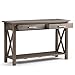 SIMPLIHOME Kitchener Console Table - 47 Inch Wide Solid Wood Sofa Table in Distressed Grey, Contemporary Storage Table for Entryway or Living Room with 2 Drawers, Bottom Shelf, and X-Design Sides