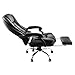 Happybuy Executive Office Chair with Footrest, Black, PU Leather, Ergonomic, High Back, Swivel, 140kg Weight Limit