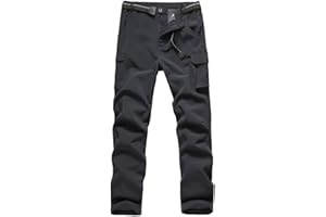 JOMLUN Boy's Fleece Lined Hiking Pants Waterproof Windproof Warm Soft Shell Outdoor Cargo Pants Snow Ski Walking Trousers