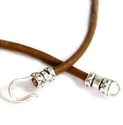 2 Sets .925 Sterling Silver Crimp Bead End Hook & Eye For 2mm Leather Bead Cord/Findings/Antique