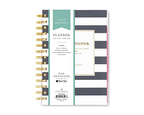 Day Designer for Blue Sky 2017-2018 Academic Year Daily & Monthly Planner, Twin-Wire Bound, 5