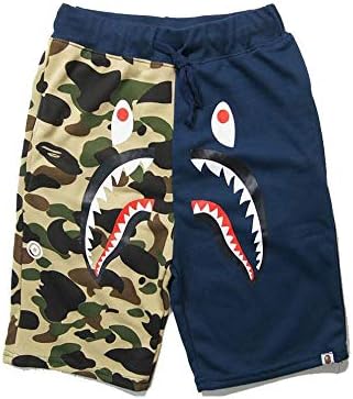 Fashion boy Shark Pattern Shorts Trend Stitching Drawstring younth Shorts