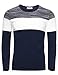 KAIUSI Men's Color Block Contrast Crew Neck Long Sleeve Casual T-Shirt Top Large Blue #2