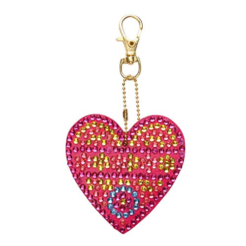 5D DIY Diamond Painting Keychain, 5 pcs Love Heart Shape, Mosaic Making Full Drill Special Shape Diamond Painting Kit for Bags, Smartphone Straps, 5 Pack