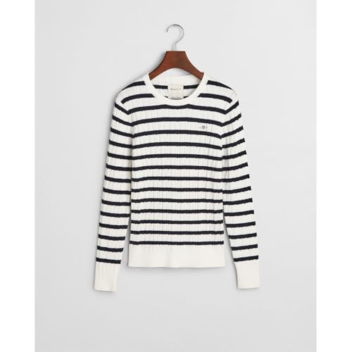 GANT Stretch Cotton Cable Stripe C-Neck Pullover Sweater Women (Pack of 1)