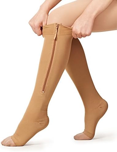 UNCONFINE Zipper Compression Socks Open Toe &amp; Medical And Easy On Off With 10-30 mmHg for Varicose Veins,Edema,Swollen sore Legs