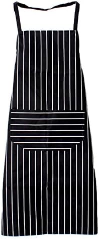 Ruikey Stripe Apron Kitchen BBQ Cooks Restaurant Cool Design 1pcs Black 70 * 80cm