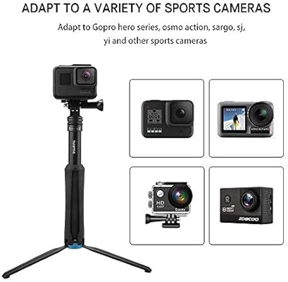 Afaith Pole For Gopro 2 In 1 Waterproof Selfie Stick Tripod Extension Monopod Handheld Telescoping Pole With Rotation Clip For Gopro Hero 7 6 5 4 3 Fusion Session