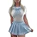 Littleforbig Adult Baby Onesie Diaper Lover (ABDL) Snap Crotch Romper Onesie Pajamas – Cosplay Magical Girls Onesie Skirt Set, Blue Set, XL