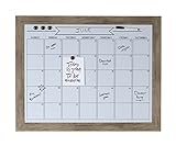 DesignOvation Beatrice Framed Magnetic Dry Erase Monthly Calendar, 23x29, Rustic Brown