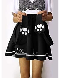 Mini falda plisada con diseño de pata de gato bordada, ajustable, para dama