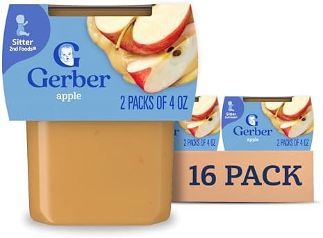 Gerber 2nd Food Baby Food Apple Puree, Natural & Non-GMO, 4 Ounce Tubs, 2-Pack (Pack of 8)